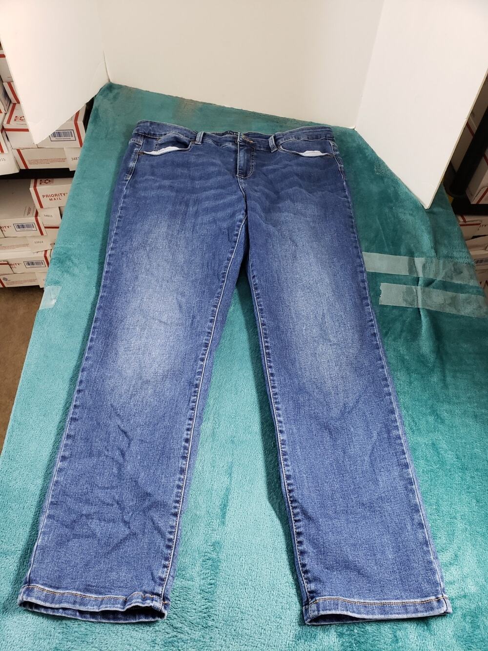 Talbots Jeans Size 12 Petite Womens Blue Stretch Pants High Rise Straight